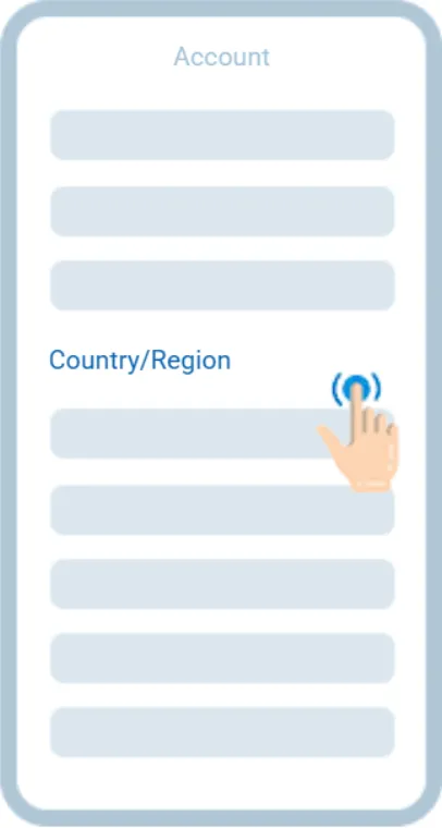 Select Country or Region option